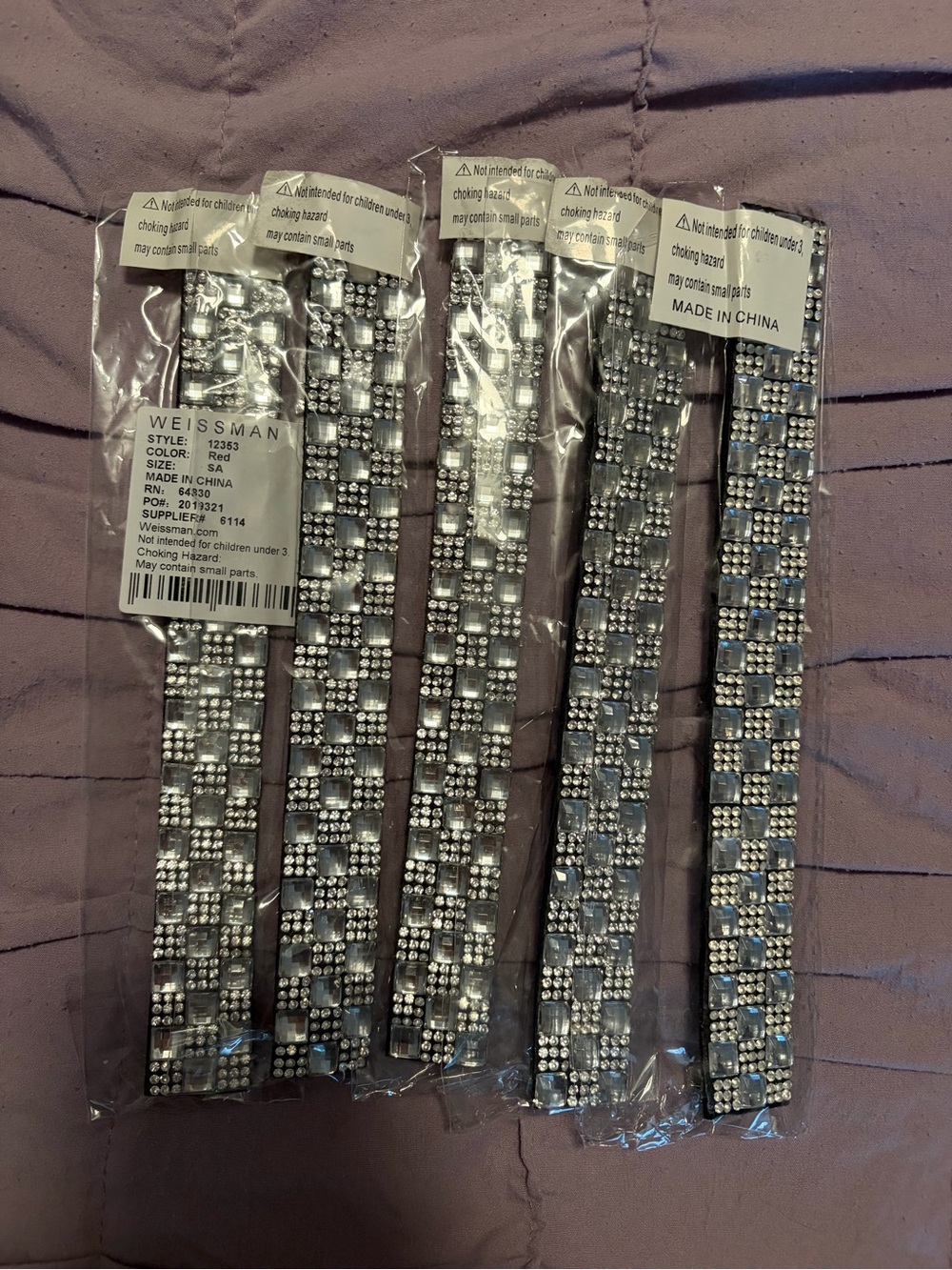 Weissman Silver Rhinestone Hair Piece Lot of 5